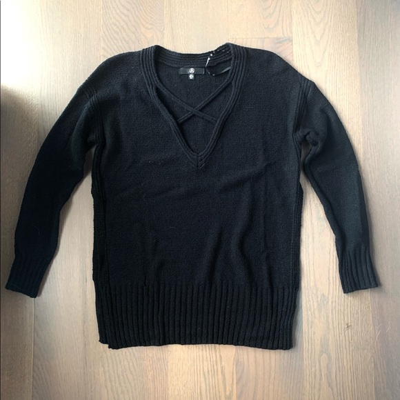 Sweater - high low cross cross front knit top - Picture 4 of 7